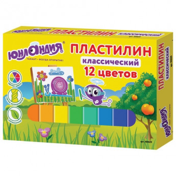 Пластилин классический ЮНЛАНДИЯ 'ЮНЛАНДИК-ЖИВОПИСЕЦ', 12 цветов, 240 г, ВЫСШЕЕ КАЧЕСТВО, 105029