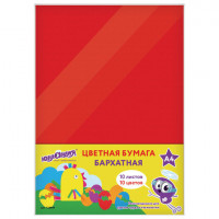 Цветная бумага А4 БАРХАТНАЯ, 10 листов 10 цветов, 110 г/м2, ЮНЛАНДИЯ, "ЦЫПА", 128969