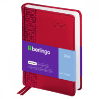Ежедневник датированный 2024г., А6, 184л., кожзам, Berlingo "Vivella Prestige", красный
