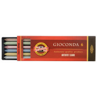 Грифели цветные для цанговых карандашей Koh-I-Noor "Gioconda", 5,6мм, металлик ассорти, 6шт., пластик короб, комплект 6 шт