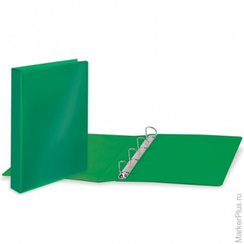 Папка на 4 кольцах BRAUBERG, картон/ПВХ, с передним прозрачным карманом, 50 мм, зеленая, до 300 листов, 223532