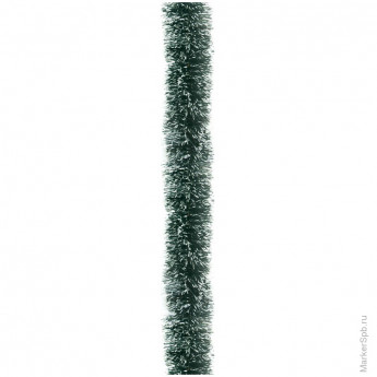 Мишура "Норка" зеленая с белыми кончиками 200*7 см