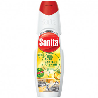 Средство чистящее SANITA гель c антибактериальным эффектом, 500гр, Сила лимона