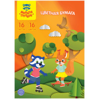 Цветная бумага A4, Мульти-Пульти, 16л., 16цв., офсетная, на скобе