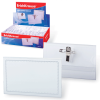 Бейджи ERICH KRAUSE, комплект 50 шт., 57х90 мм, горизонтальные, с клипсой и булавкой, 7078, комплект 50 шт