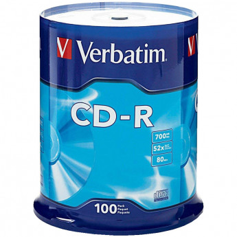 Диск CD-R 700Mb Verbatim 52x Cake Box (100шт) , комплект 100 шт