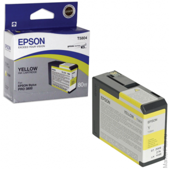 Картридж струйный для плоттера EPSON (C13T580400) Epson StylusPro 3880 и др., желтый, 80 мл, оригина