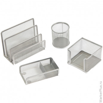 Настольный набор из металла Berlingo "Steel&Style", 4 предмета, серебристый