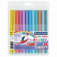 Фломастеры ПАСТЕЛЬНЫЕ 12 ЦВЕТОВ CENTROPEN 'Colour World Pastel', смываемые, 7550/12TP, 7 7550 1287