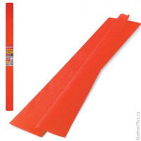 Цветная бумага крепированная BRAUBERG, плотная, растяжение до 45%, 32 г/м2, рулон, оранжевая 50х250 см, 126530