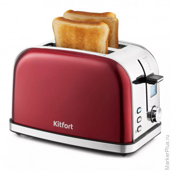 Тостер KITFORT КТ-2036-1, 950 Вт, 2 тоста, 8 режимов, цифровой дисплей, металлический