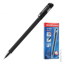 Ручка гелевая ERICH KRAUSE "G-SOFT", корпус черный, игольчатый пишущий узел, 0,25мм, 39207, черная