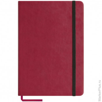 Записная книжка А5 96л., кожзам "Classic Velvet", красный, тонир.блок, ляссе, на резинке, карман