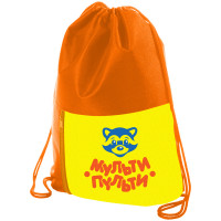 Мешок для обуви 1 отделение Мульти-Пульти "Приключения Енота", карман на молнии, оранжевый