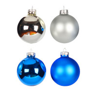 Новогоднее украшение подвесное Синий с серебром, набор 4 шт 6х6х6см 90651