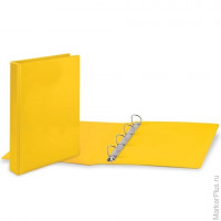 Папка на 4 кольцах с передним прозрачным карманом BRAUBERG, картон/ПВХ, 65 мм, желтая, до 400 листов, 223533
