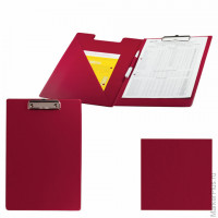 Папка-планшет ОФИСМАГ, А4 (340х240 мм), с прижимом и крышкой, картон/ПВХ, бордовая, 225984