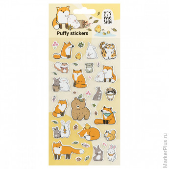 Наклейки объемные MESHU "Forest animals", 10*23см, пакет европодвес