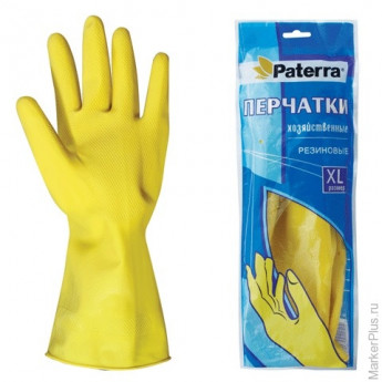 Перчатки хозяйственные резиновые PATERRA с х/б напылением, размер XL (очень большой), 402-396