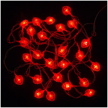 Электрогирлянда светодиодная Яркий праздник "Сердце", 30 ламп, красный, 1 режим, 4,5м
