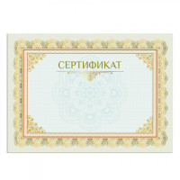 Сертификат А4, горизонтальный бланк №2, мелованный картон, фольга, BRAUBERG, 128375