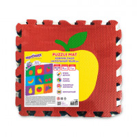 Коврик-пазл напольный 0,9х0,9 м мягкий "Фрукты-овощи", 9 частей 30х30 см, толщина 1 см, ЮНЛАНДИЯ, 664665