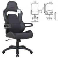 Кресло компьютерное BRABIX Nitro GM-001, ткань, кожзам, черное, XXXXXX