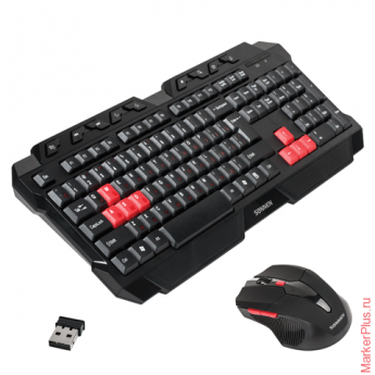 Набор беспроводной игровой SONNEN KB-G5000, клавиатура, мышь 5 кнопок+1 колесо-кнопка, черный, 511290