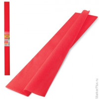Цветная бумага крепированная BRAUBERG, плотная, растяжение до 45%, 32 г/м2, рулон, красная, 50х250 см, 126531