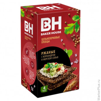 Хлебцы BAKER HOUSE скандинавские цельнозерновые ржаные, 180 г, 19927
