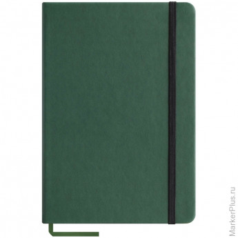 Записная книжка А5 96л., кожзам "Classic Velvet", зеленый, тонир.блок, ляссе, на резинке, карман