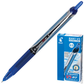 Ручка роллер PILOT автомат. BXRT-V5 “Hitecpoint", корпус сине-серый, толщина письма 0,25 мм, синяя