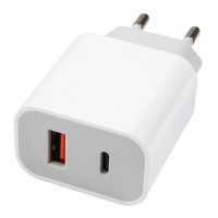 Зарядное устройство сетевое Red Line, USB+Type-C,3A,PD 20W,бел, УТ000024925