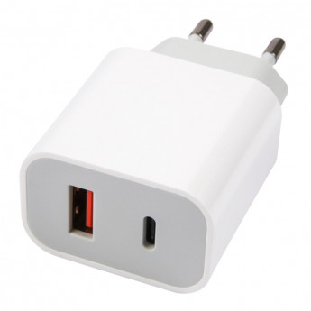 Зарядное устройство сетевое Red Line, USB+Type-C,3A,PD 20W,бел, УТ000024925