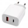 Зарядное устройство сетевое Red Line, USB+Type-C,3A,PD 20W,бел, УТ000024925