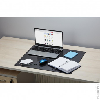 Коврик на стол Attache 380х590мм черный с прозрачным листом РФ