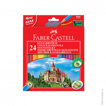 Карандаши Faber-Castell "Eco Замок", 24цв., заточен., картон, европодвес, с точилкой