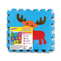 Коврик-пазл напольный 0,9х0,9 м мягкий "Зверушки", 9 частей 30х30 см, толщина 1 см, ЮНЛАНДИЯ, 664666