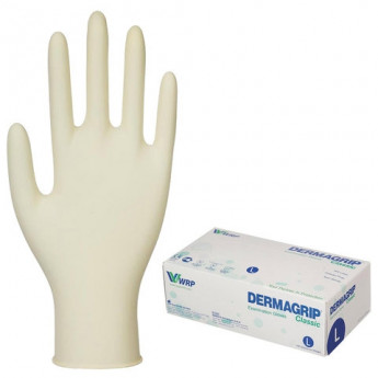 Перчатки латексные смотровые, 50 пар (100 шт.), размер L (большой), DERMAGRIP Classic, D1503-10, комплект 100 шт