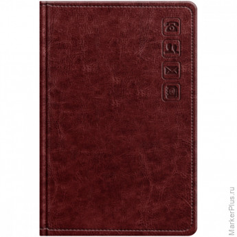 Телефонная книга А7, 64л., кожзам, BG "Nebraska. Dark red", с вырубкой