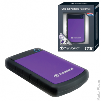 Диск жесткий внешний TRANSCEND, 1 Tb, 2,5", USB 3.0, пластик, фиолетовый, TS1TSJ25H3P