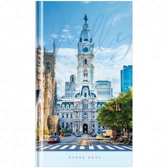 Телефонная книга А5, 80л., 7БЦ, OfficeSpace 'Города. City Hall', выборочный уф-лак, с высечкой