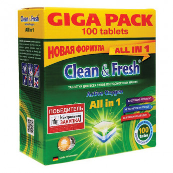Таблетки для посудомоечных машин 100 шт. CLEAN&FRESH 'ALL-in-1', УТ000000044