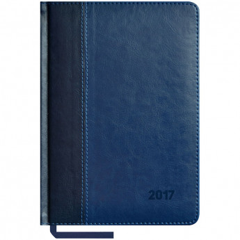 Ежедневник датированный 2017г., А5, 176л., кожзам, "Master Index", синий/синий, вырубка