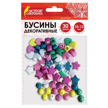 Бусины для творчества 'Микс №3', 10-13 мм, 30 грамм, 6 цветов, пастель, ОСТРОВ СОКРОВИЩ, 661255