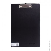 Доска-планшет ОФИСМАГ с верхним прижимом, А4, 23х35 см, картон/ПВХ, черная, 225986