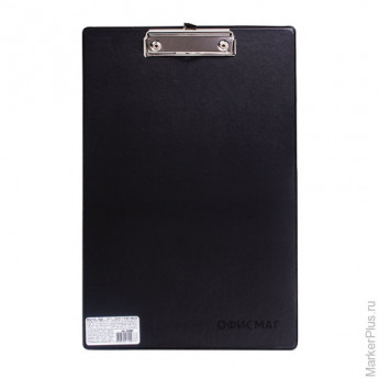 Доска-планшет ОФИСМАГ с прижимом А4 (230х350 мм), картон/ПВХ, ЧЕРНАЯ, 225986