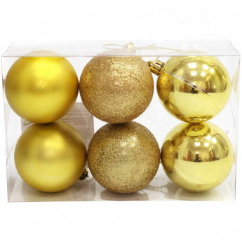Набор пластиковых шаров 6 шт, 50 мм, золотой