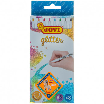 Фломастеры с блестками JOVI "Glitter", 08цв., смываемые, картон, европодвес