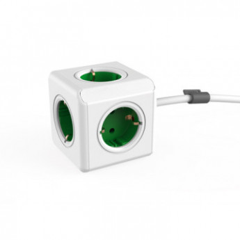 Разветвитель-удлинитель Allocacoc PowerCube Extenden 5розеток 1,5м, зелёный